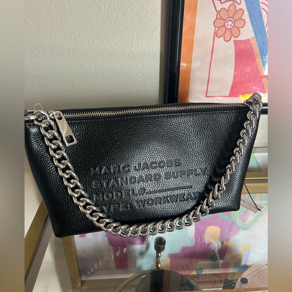 Marc Jacobs Black Crossbody Bag with Silver Chain